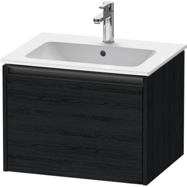 Duravit Ketho 2 wastafelonderbouwkast met 1 lade 61x48x44cm met greep antraciet eiken zwart mat K25062016160000