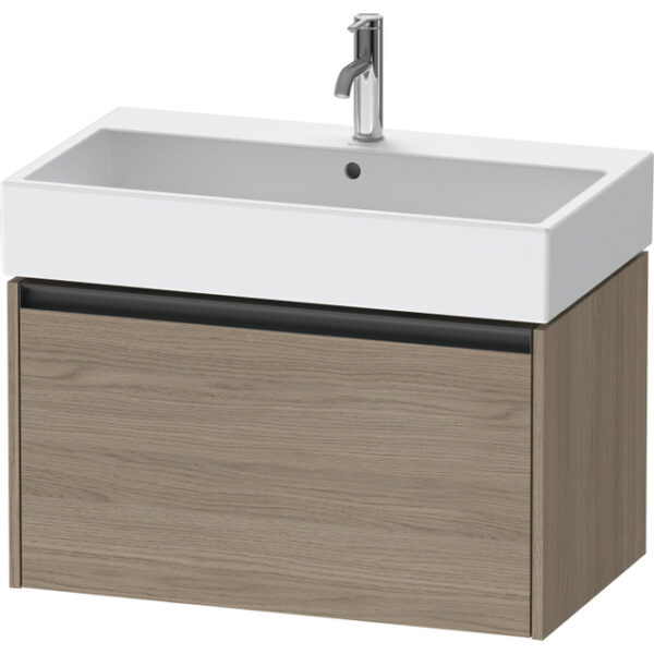 Duravit Ketho 2 wastafelonderbouwkast met 1 lade 78.4x46x44cm met greep antraciet eiken terra mat K25077035350000