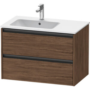 Duravit Ketho 2 wastafelonderbouwkast met 2 laden voor waskom links 81x48x54.9cm met grepen antraciet donker noten mat K25267021210000