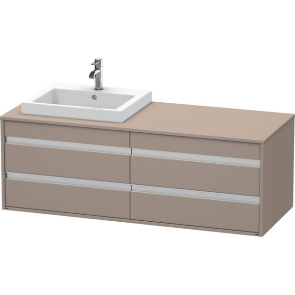 Duravit Ketho Wastafelonderkast 140x55.1x49.6cm Standaard greep met softclose spaanplaat Basalt Mat KT6757L4343