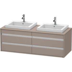 Duravit Ketho Wastafelonderkast 140x55.1x49.6cm Standaard greep wasbak links en rechts met softclose spaanplaat Basalt Mat KT6757B4343