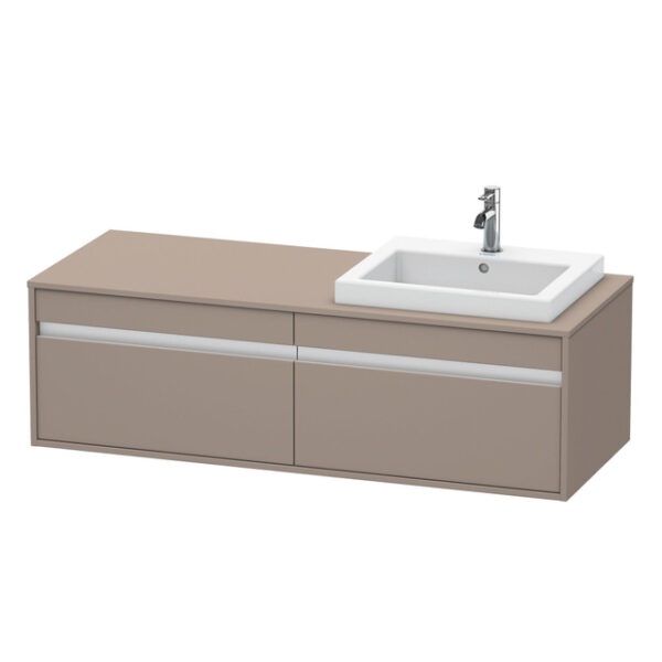 Duravit Ketho Wastafelonderkast 140x55.5x42.6cm 2 lades Standaard greep met softclose spaanplaat Basalt Mat KT6797R4343