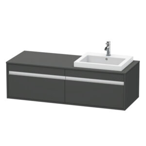 Duravit Ketho Wastafelonderkast 140x55.5x42.6cm 2 lades Standaard greep met softclose spaanplaat Grafiet Mat KT6797R4949