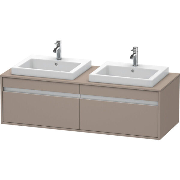 Duravit Ketho Wastafelonderkast 140x55.5x42.6cm 2 lades Standaard greep wasbak links en rechts met softclose spaanplaat Basalt Mat KT6797B4343