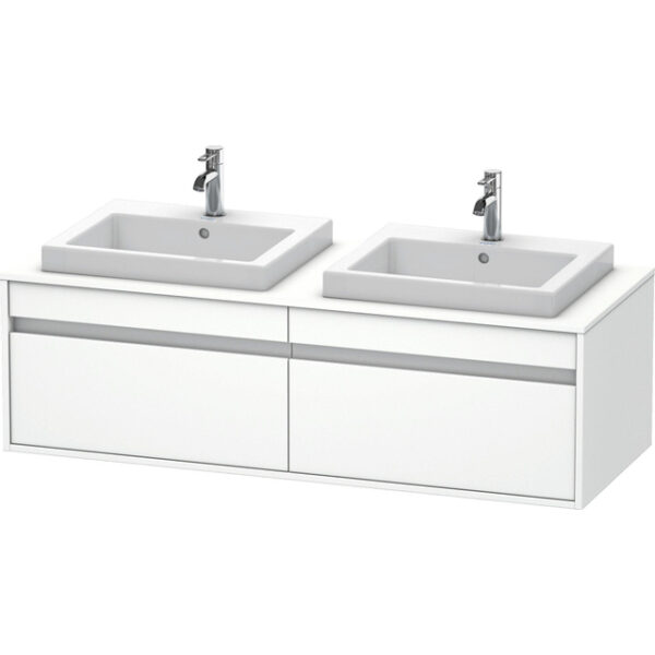 Duravit Ketho Wastafelonderkast 140x55.5x42.6cm 2 lades Standaard greep wasbak links en rechts met softclose spaanplaat wit Mat KT6797B1818