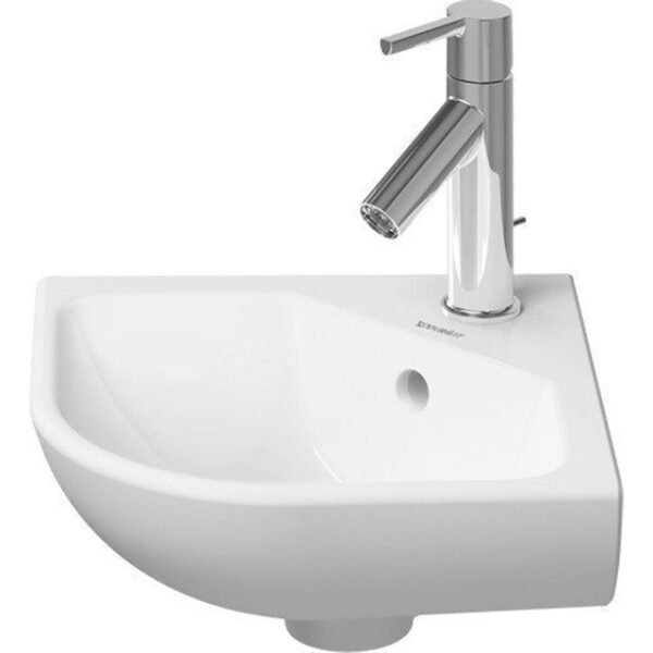 Duravit ME by Starck hoekfontein 43x38cm met 1 kraangat met overloop met wondergliss wit 07224300001