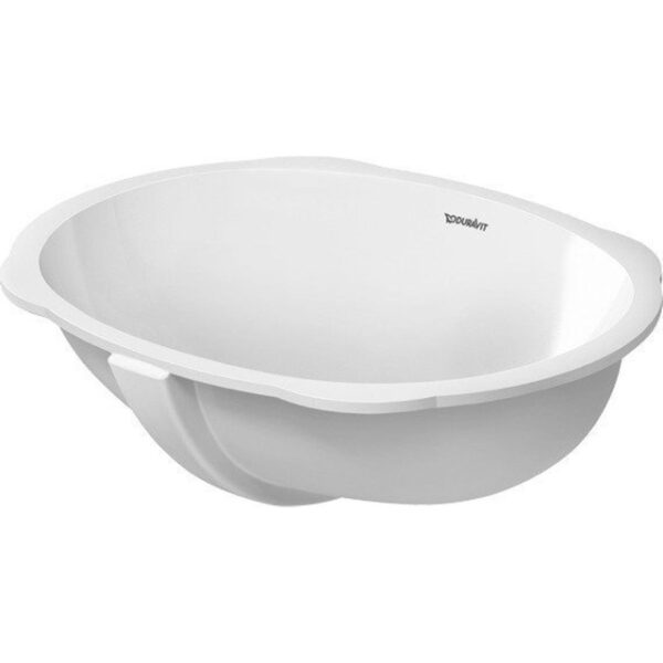 Duravit Santosa onderbouwwastafel voor houten console 51cm met overloop zonder kraanvlak met wondergliss wit 04665100001