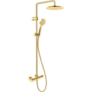 Duravit Shower systems Douchesysteem - thermostatisch - 30.3x57.3x112.4cm - slang 160cm - hoofddouche 25cm - goud gepolijst TH4282008034