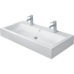 Duravit Vero Wastafel -100x47cm - 2 kraangaten - wondergliss - overloop - wit 04541000241