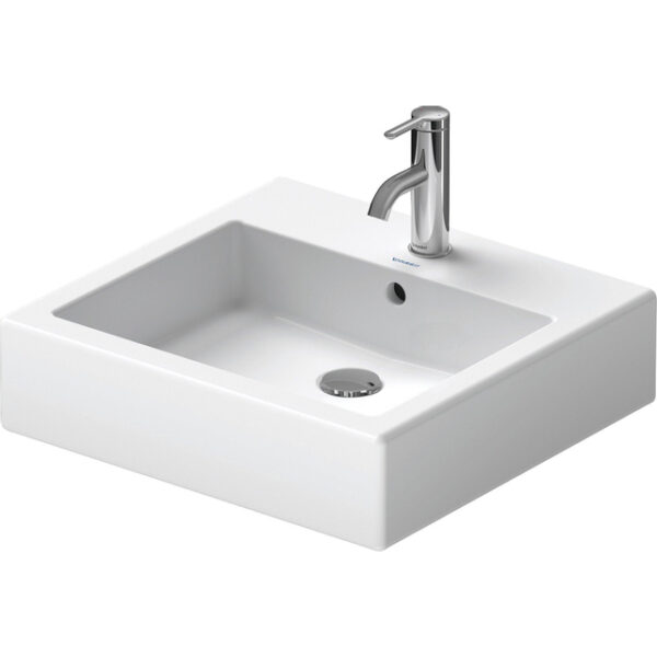 Duravit Vero wastafel onderzijde geslepen 50x47cm met kraangat en overloop met wondergliss wit 04545000271