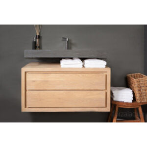 Forzalaqua Bellezza wastafel 120.5x51.5x9cm Rechthoek 1 kraangat Natuursteen Hardsteen gezoet 100294