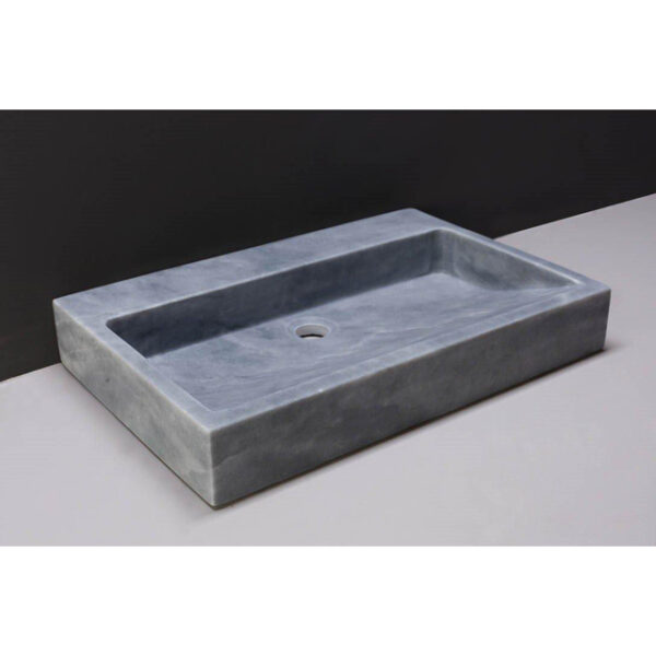 Forzalaqua Palermo wastafel 80.5x51.5x9cm Rechthoek 0 kraangaten Natuursteen Cloudy marmer gezoet 100195