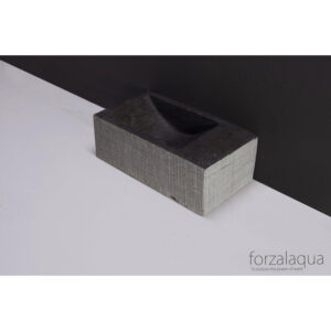 Forzalaqua Venetia Xs fonteinbak 29x16x10cm wasbak Links 0 kraangaten Natuursteen Blauw grijs gefrijnd 100232