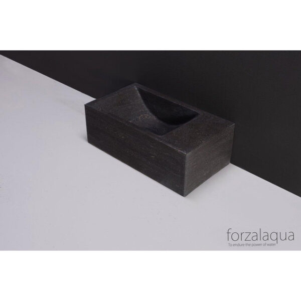 Forzalaqua Venetia Xs fonteinbak 29x16x10cm wasbak Links 1 kraangat rechts Natuursteen Hardsteen gezoet 100234