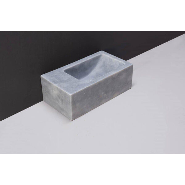 Forzalaqua Venetia Xs fonteinbak 29x16x10cm wasbak Rechts 1 kraangat links Natuursteen Cloudy marmer gezoet 100375