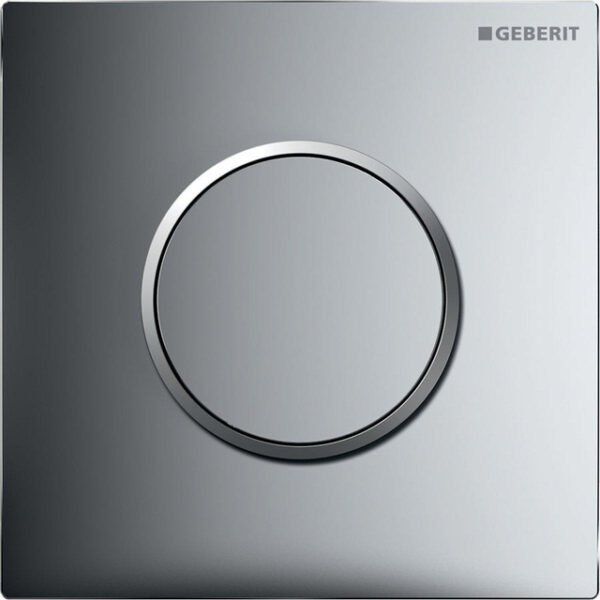 Geberit HyTouch urinoir stuursysteem pneumatisch inclusief bedieningsplaat Sigma 10 Plaat en toets glansverchroomd Designring matverchroomd 116.015.KH.1