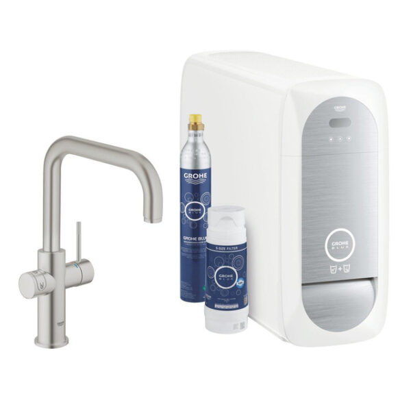 GROHE blue home Keukenkraan - u uitloop - met WiFi - bluetooth - Chilled & Sparkling - supersteel geborsteld 31456DC1