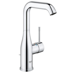 GROHE Essence New Wastafelkraan Opbouw - uitloop 12.7cm - L size - hoge draaibare uitloop - met trekwaste - EcoJoy - chroom 32628001