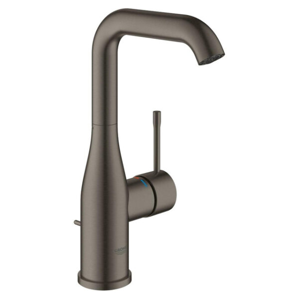 GROHE Essence New Wastafelkraan Opbouw - uitloop 12.7cm - L-size - hoge draaibare uitloop - waste - EcoJoy - brushed hard graphite 32628AL1