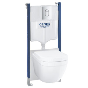 GROHE Euro Ceramic toiletset - Solido inbouwreservoir - spoelrandloos - softclose zitting - bedieningsplaat chroom - glans wit 39535000