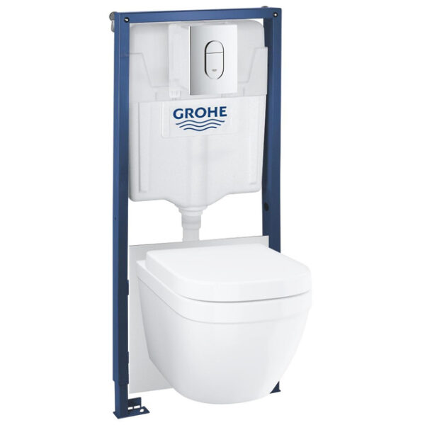 GROHE Euro Ceramic toiletset - spoelrandloos - softclose zitting - bedieningsplaat chroom - glans wit 39536000