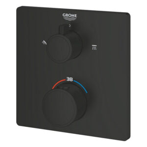 GROHE Grohtherm Douchemengkraan - afdekset - thermostatisch - 2 uitgangen - vierkant - matte black 1022092430