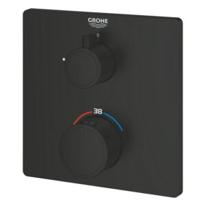 GROHE Grohtherm Mengkraan - afdekset - thermostatisch - 1 uitgang - vierkant - matte black 1022152430