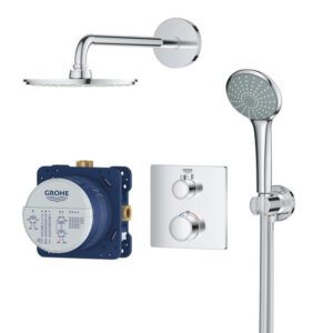 GROHE Grohtherm Perfect Regendoucheset - hoofdddouche 21cm - 2 functies handdouche rond 11cm - chroom 34734000