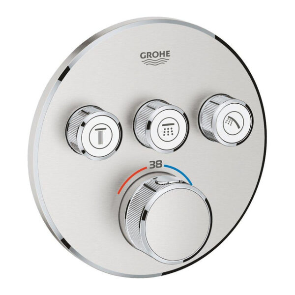 GROHE Grohtherm SmartControl inbouwkraan thermostatisch met omstel voor 3 functies rond supersteel 29121DC0