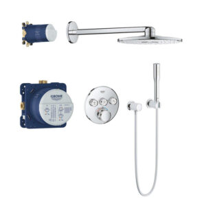 GROHE Grohtherm SmartControl Regendoucheset Inbouw - hoofddouche rond 31cm - 2 functies - staafhanddouche 1 stand - chroom 34705000