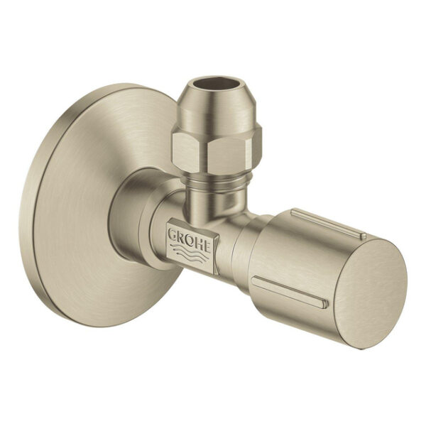 GROHE hoekstopkraan knel met teflon dichtingsring 1/2x3/8 m. metalen greep brushed nikkel 22039EN0