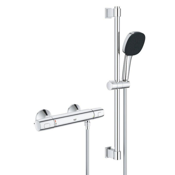 GROHE Precision Trend QuickFix Doucheset - douchekraan thermostatisch - met koppelingen - met glijstangset - 60cm - met handdouche - 3 straalsoorten - chroom 34237003