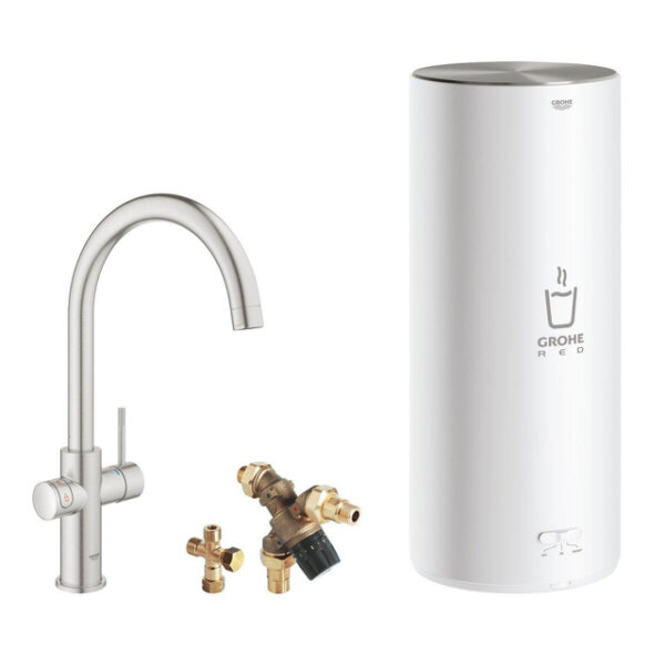 GROHE Red Keukenkraan - hoog - 3 in 1 - c uitloop - l size boiler - supersteel geborsteld 30031DC1