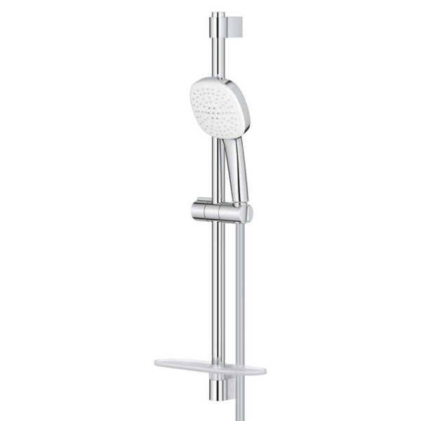 GROHE Tempesta 110 Cube Glijstangset - 60cm - 2 straalsoorten - 7.4l/min - met zeephouder - chroom 26907003