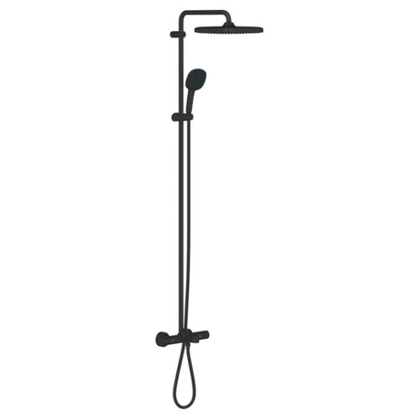 GROHE Vitalio Comfort 250 Quickfix Regendoucheset - 25cm - hoofddouche - vierkante handdouche - 2 straalsoorten - met badthermostaat - mat zwart OUTLETSTORE 269842431