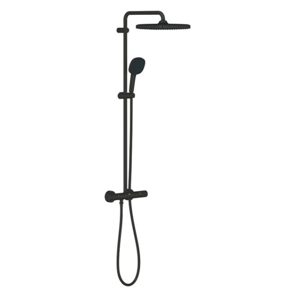 GROHE Vitalio Comfort 250 Quickfix Regendoucheset - 25cm - hoofddouche - vierkante handdouche - 2 straalsoorten - met douchethermostaat - mat zwart 266962431