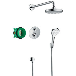 Hansgrohe Croma select s showerset compleet met ecostat s thermostaat chroom 27295000