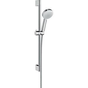 Hansgrohe Crometta 100 glijstangset met Crometta 100 Vario handdouche 65cm met MetaflexC doucheslang 160cm wit/chroom 26651400