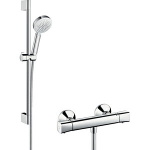 Hansgrohe CromettaDoucheset - ecostat universal douchekraan - thermostatisch - glijstangset 65cm - met Crometta 100 Vario handdouche - wit/chroom 27030400