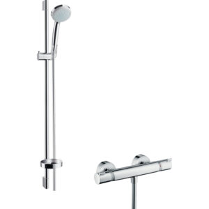 Hansgrohe Ecostat Comfort douchekraan thermostatisch UnicaC glijstang 90cm met handdouche Croma 100 EcoSmart chroom 27035000