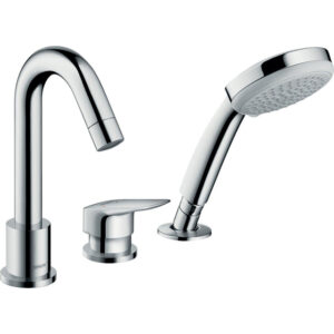 Hansgrohe Logis afdekset 3 gats badrandcombinatie met handdouche chroom 71313000