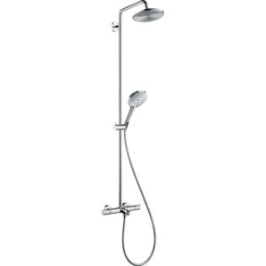 Hansgrohe Raindance Select 240 AIR Showerpipe: met badkraan thermostatisch met Raindance S AIR hoofddouche met 3jet handdouche chroom 27117000