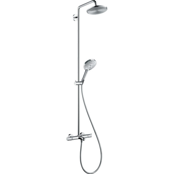 Hansgrohe Raindance Select 240 AIR Showerpipe: met badkraan thermostatisch met Raindance S AIR hoofddouche met 3jet handdouche chroom 27117000