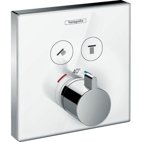 Hansgrohe ShowerSelect Glass afbouwdeel voor inbouw thermostaat met omstel voor 2 douchefuncties wit/chroom 15738400