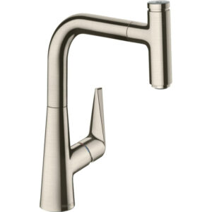 Hansgrohe Talis Select S keukenkraan 220 met uittrekbare handdouche en 150° draaibare uitloop RVS look 72822800