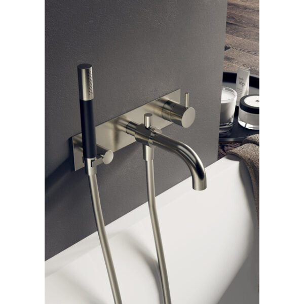 Hotbath Cobber afbouwdeel inbouw douche en badmengkraan automatische omstelinrichting met doucheslang en handdouche zwart chroom OUTLET CB026EXTBK