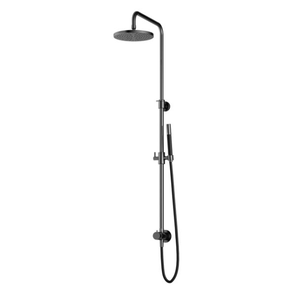 Hotbath Cobber M438 regendoucheset met omstel en 150cm doucheslang met 20cm ronde hoofddouche staafhanddouche zwart chroom M438BK