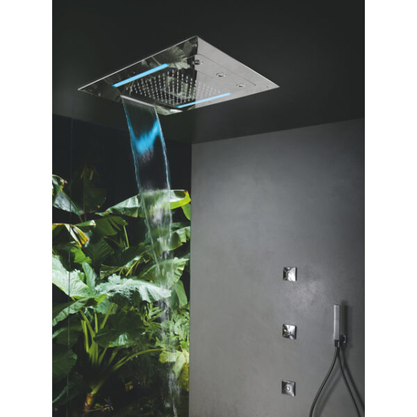 Hotbath Mate inbouw hoofddouche 48x63cm rechthoek met cascade en twist LED verlichting chroom M190CR