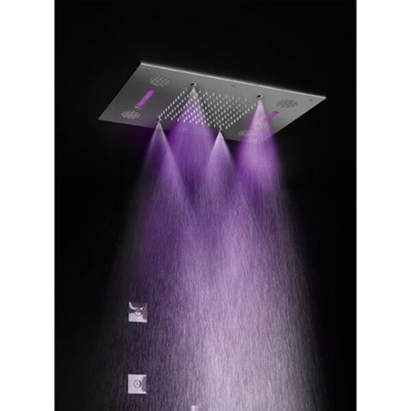 Hotbath Mate inbouw hoofddouche 48x63cm rechthoek met spray LED verlichting nikkel geborsteld M192GN