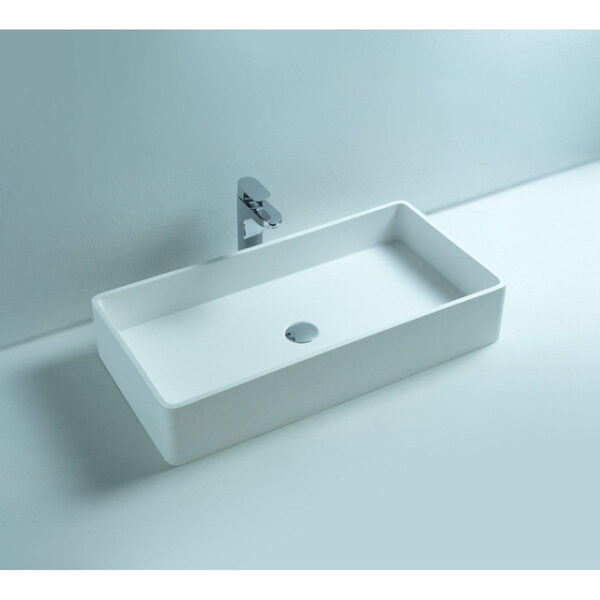 Ideavit Solidtop opbouw wastafel 80x40x15cm rechthoek 0 kraangaten 1 wasbak Solid surface wit 277031